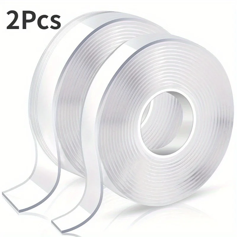 2pcs Double Sided Tape, Transparent Double Sided Wall Tape Suitable For Home, Office, Car, Outdoor Use