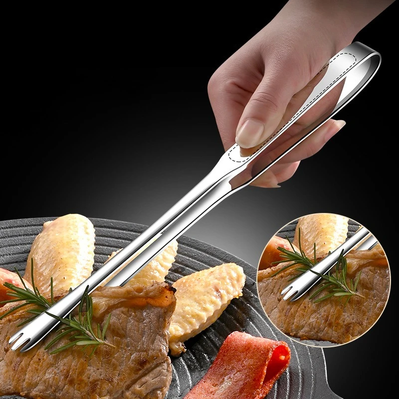 Extended Barbecue Clip Home Creative 316 Stainless Steel Save Labour Barbecue Steak Clip Thickened Anti-slip Kitchen Food Clip