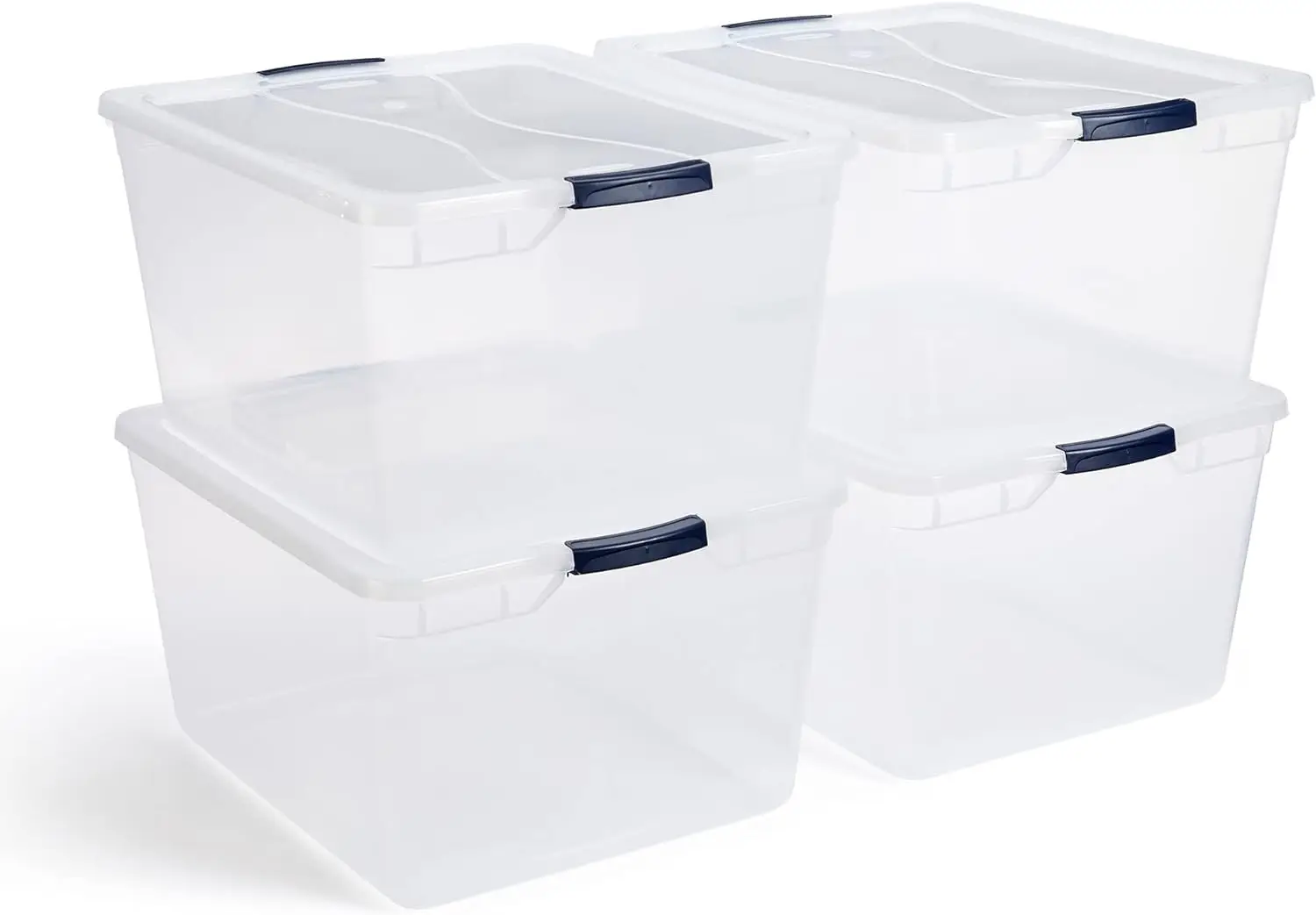 

71 Quart Latching Plastic Storage Containers with Lids for Office and Home Organization, Clear (4 Pack)