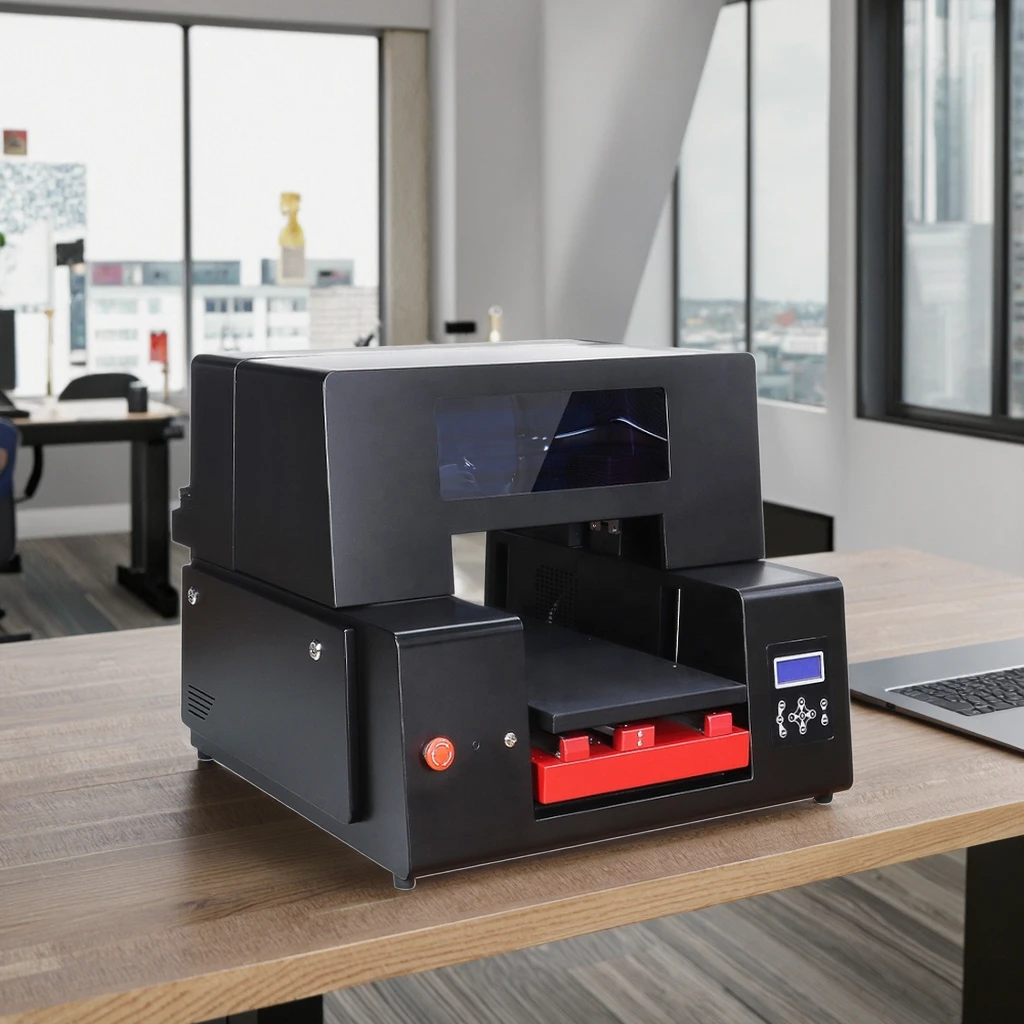 Newly Released A3 Size UV Flatbed Inkjet Printer Air Cooled XP600 Print Head 33x60cm Max Size 4800 DPI for Egg Tube