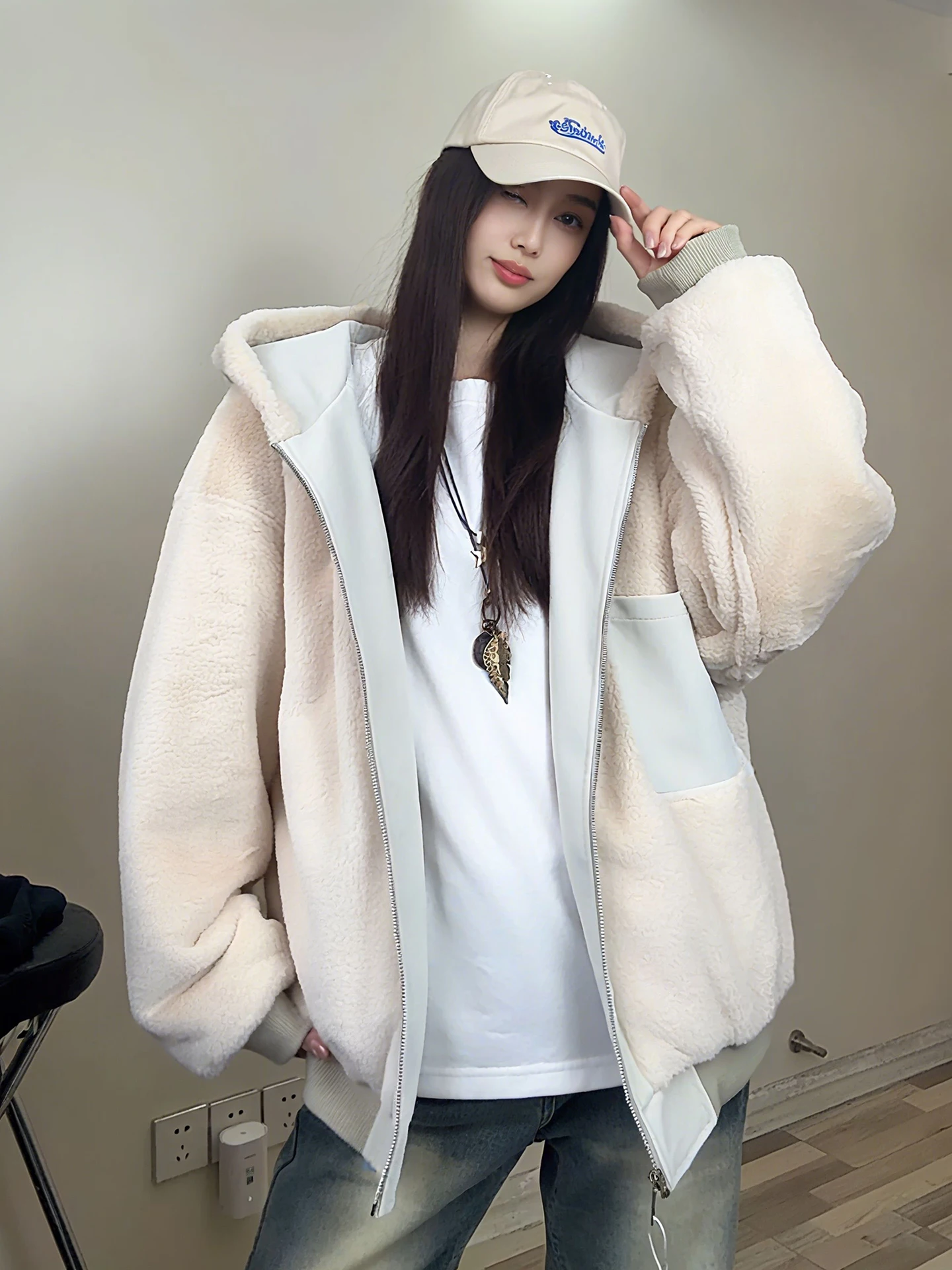 معطف شتوي للرجال من Thiened Fce مبطن بقلنسوة من جلد البولي يوريثان معطف من القطن مع ياقة من الفرو ملابس خارجية غير رسمية للشباب #4