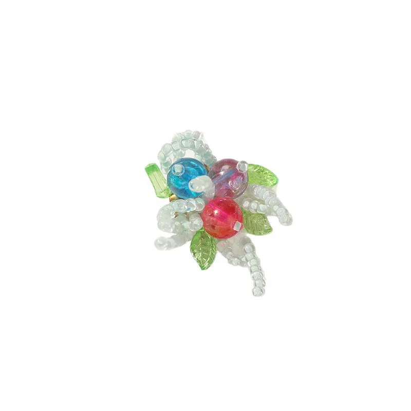 Green Glass Beads Beaded Cluster Flower Button 3pcs Accessory for Jewelry Making DIY Hole Shoes Decoration Ornaments Wholesale