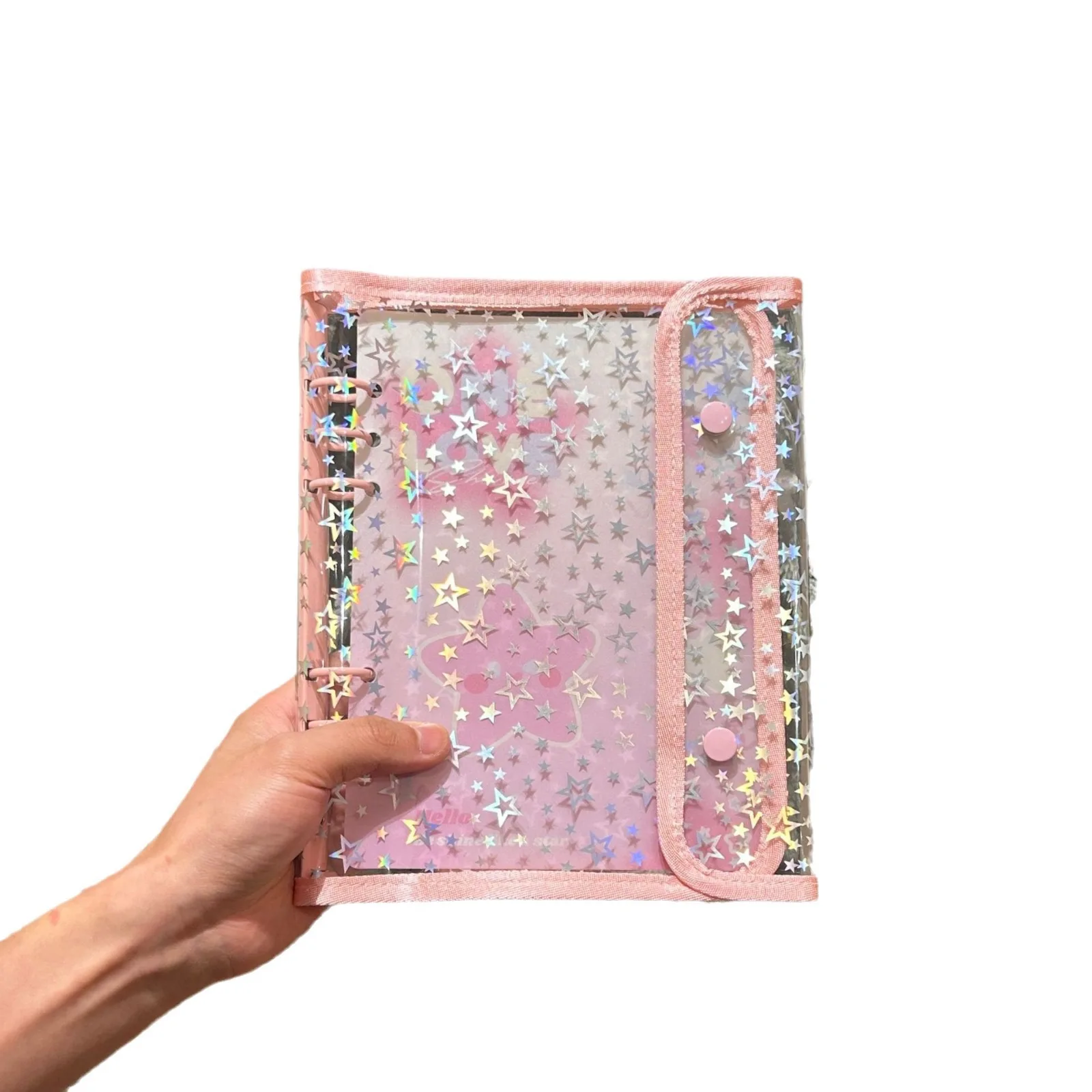 A5 Star double-buckle Transparent Cover Binder Kpop Photocard Holder Idol Photo Collect Book Storage card book School Stationery