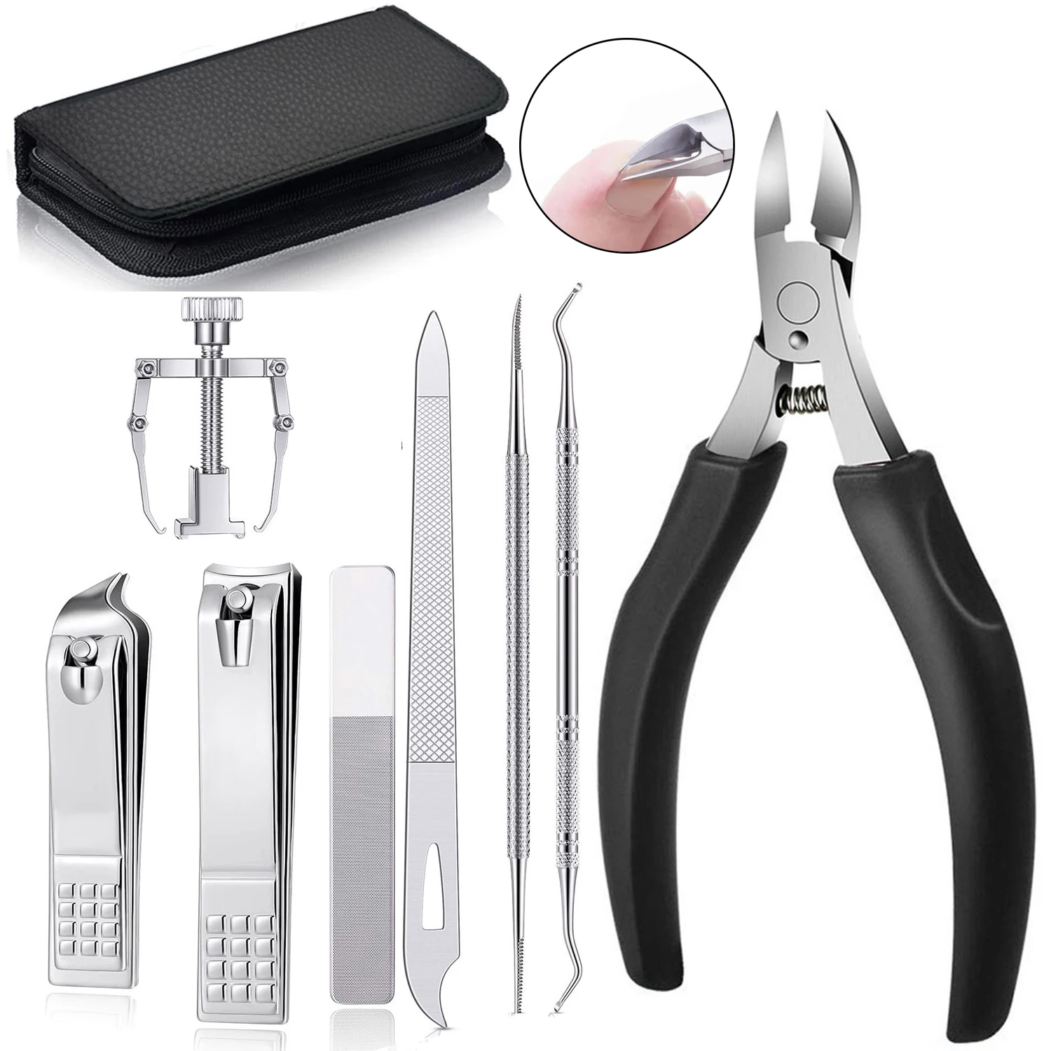 

Nail Clippers Kit For Thick Nails with Nail Clippers Toenail Lifter Cuticle Cutter For Ingrown Thick Hard Toe Nail Finger