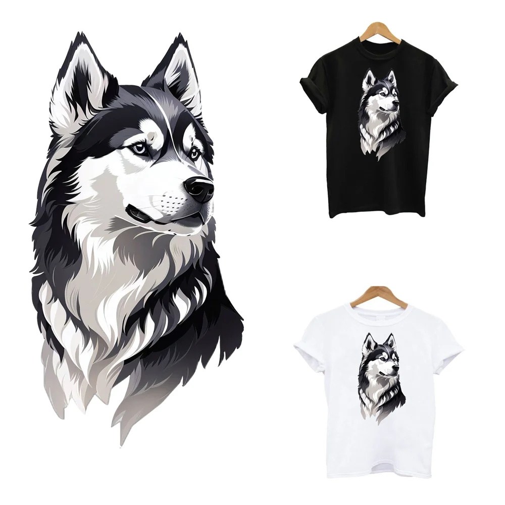 Heat-Adhesive Ironing Dog Animals Siberian Husky Iron On Thermal Fusible Patches For Clothing Sneakers Custom T Shirt Stickers