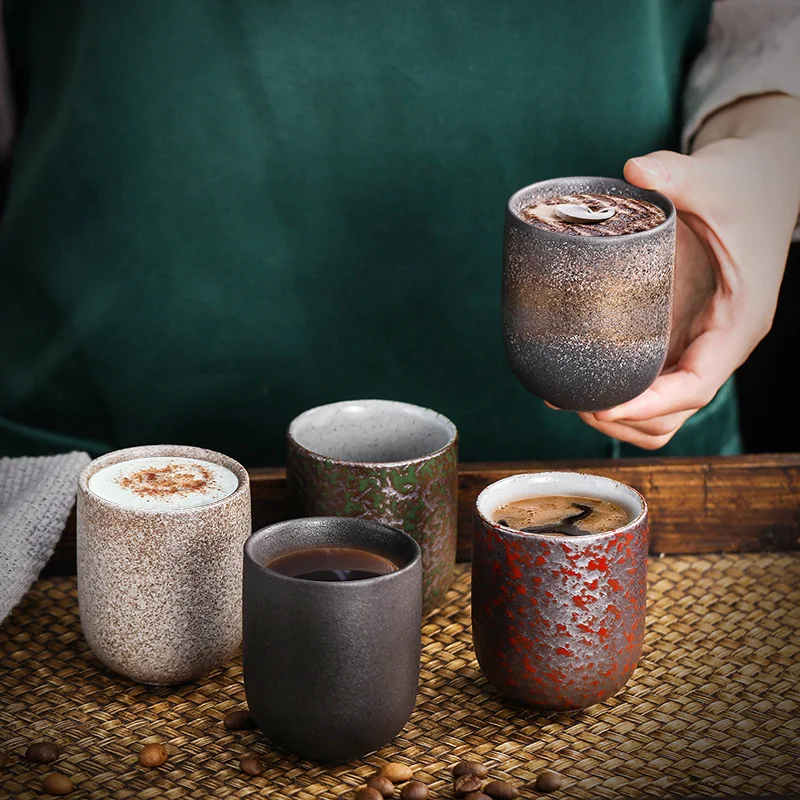 

Drinkware Japanese retro stone pottery kung fu tea cup espresso cup tea cup tea cup ceramic household water cup gift DIY logo