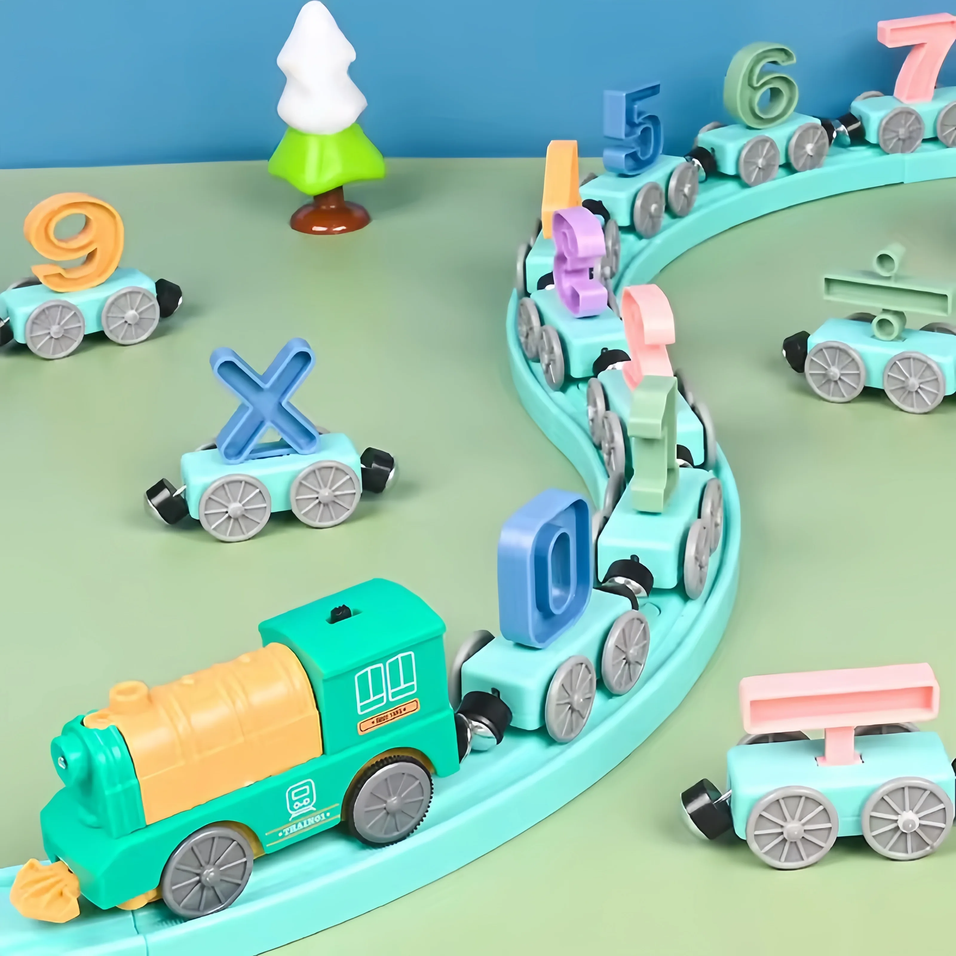 53Pcs Kids Electric Number Train Toy Set Magnetic Montessori Educational Track Train Gift For Toddlers Boys Girls Age 14+