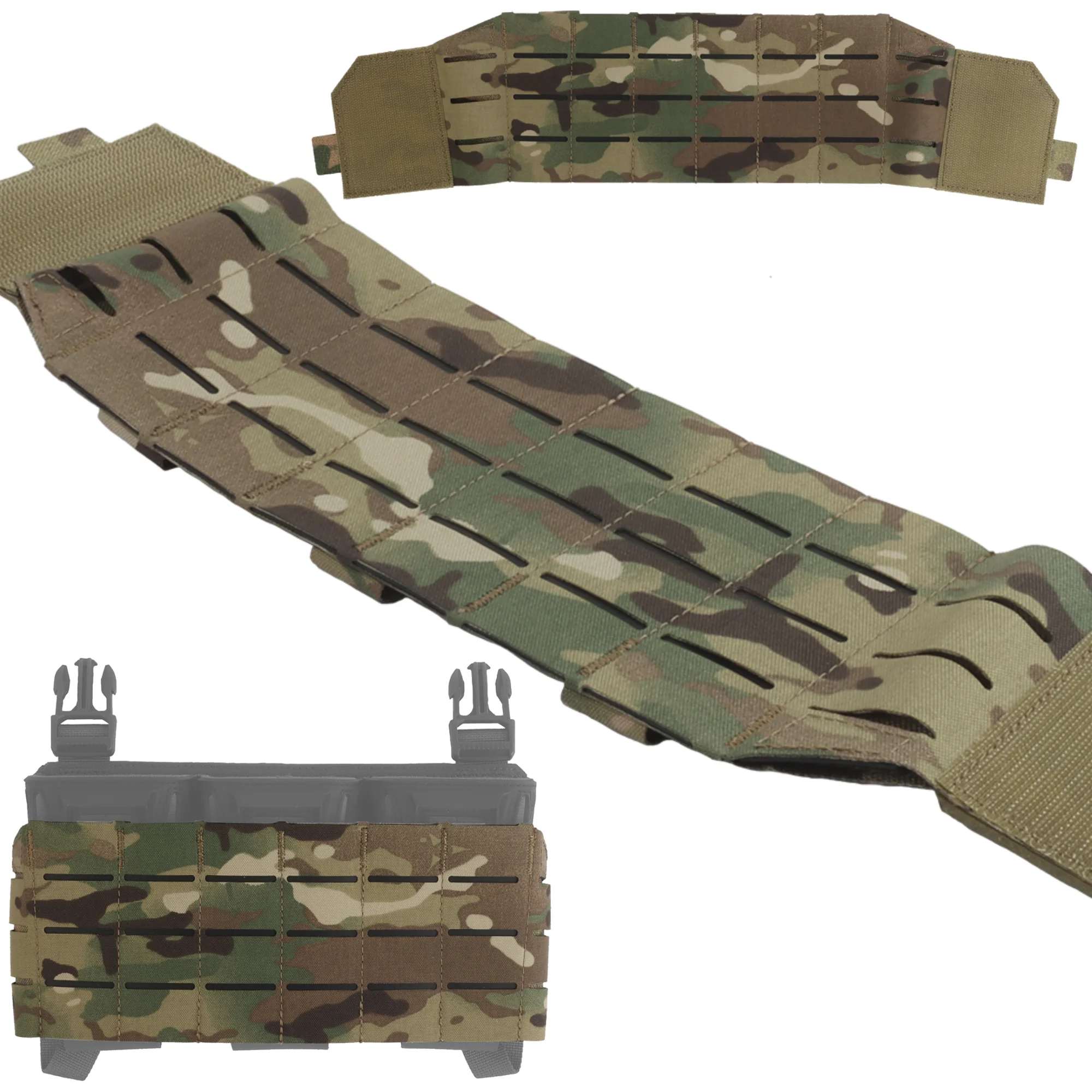 Wosport K Type Triple Mag Pouch MOLLE Plate Laser Cut Dual G Hook Hook Loop Modular Airsoft Expansion Panel Accessory Plate