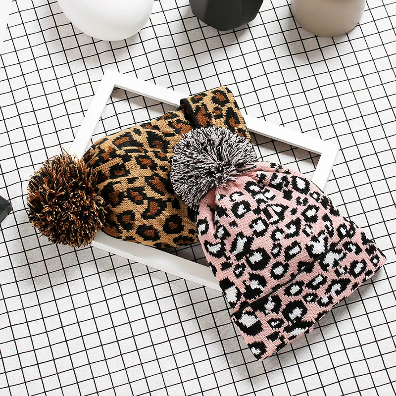 

Fashion Cap Toque Stocking Hugger Watch Head Fashion Winter Leopard Print Woolen Knitted Hat New Autumn Women Warm B8M126
