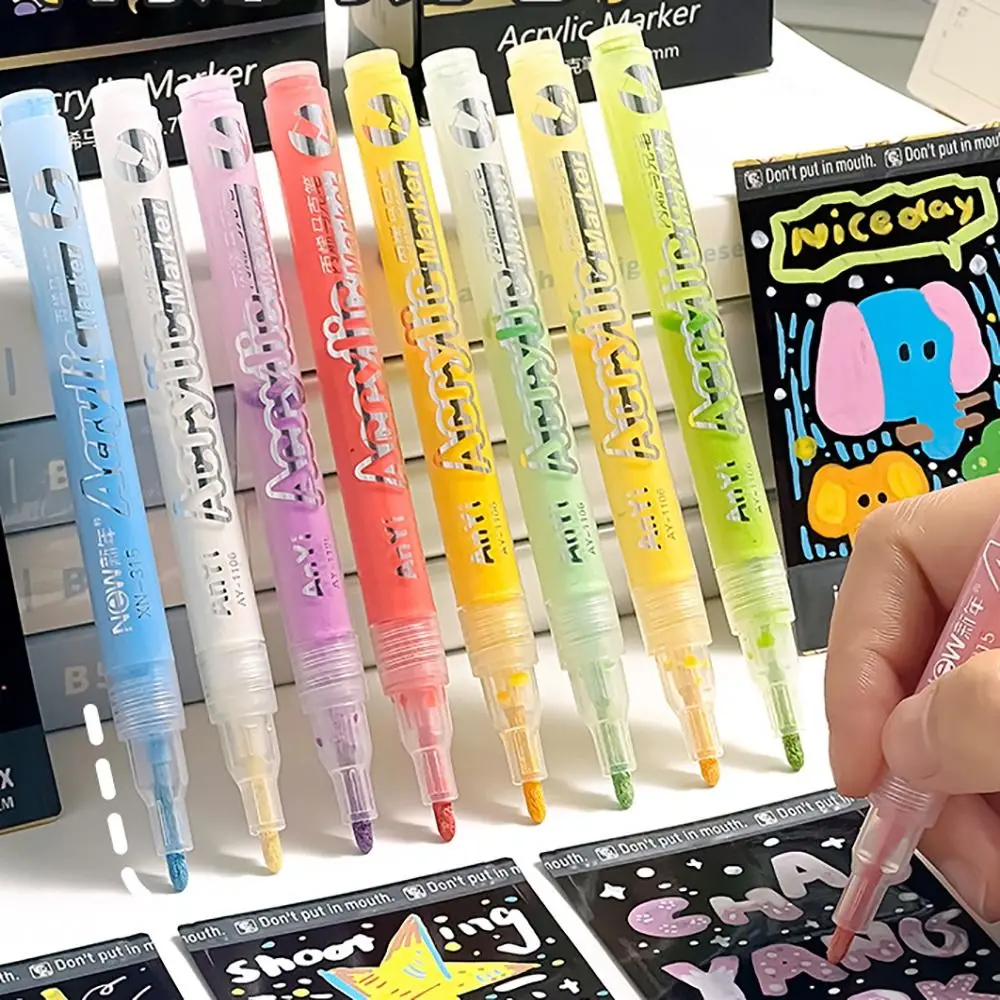

Portable 12 Colors Acrylic Marker Pen DIY Colorful Painting Pen Smooth Watercolor Pen for Paper/Glass/Wood/Metal/Fabric