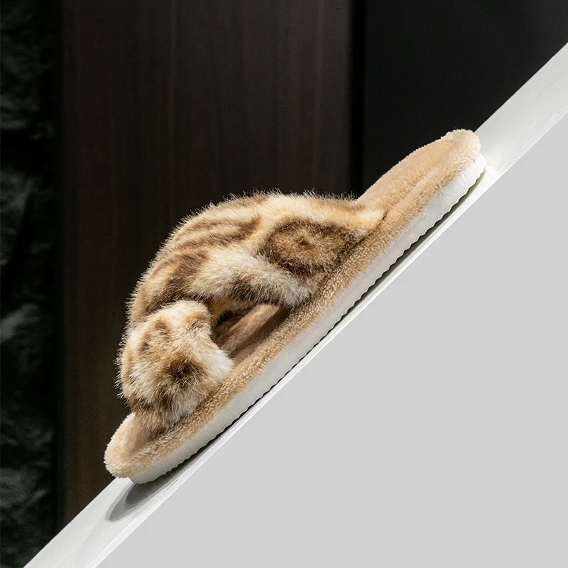 Women's Leopard Print Open Toe Slippers, Spring Autumn Indoor Shoes, Soft Silent Non-Slip Sole Breathable Comfort Home Shoes image 4