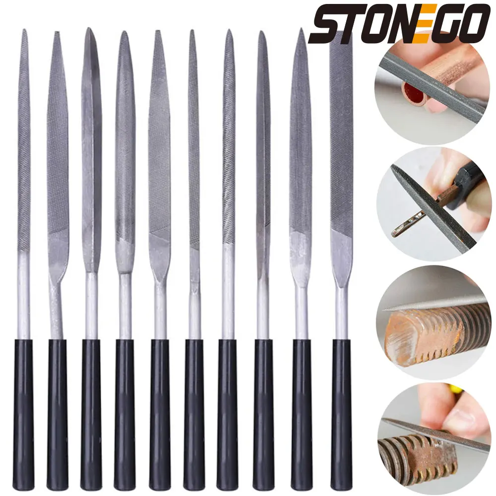 STONEGO 5/10Pcs Diamond Needle File Set DIY Wood Rasp Needle Jewelry Polishing Engraving Diamond File Handy Ceramic Craft Tool