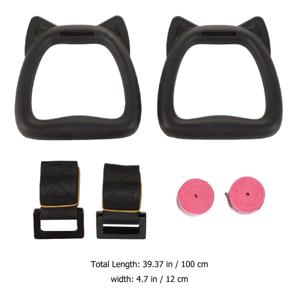 1Set Gymnastics Rings with Adjustable Straps Non-Slip Moisture-Absorbent Surface for Calisthenics Pull Up Home Gym Fitness