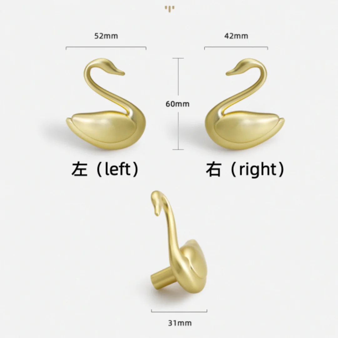 Creative Cartoon Swan Kid,s Knob Gold Bronze Nickel Silver Drawer Shoe Cabinet Dresser Cupboard Wardrobe Children's Room Handle