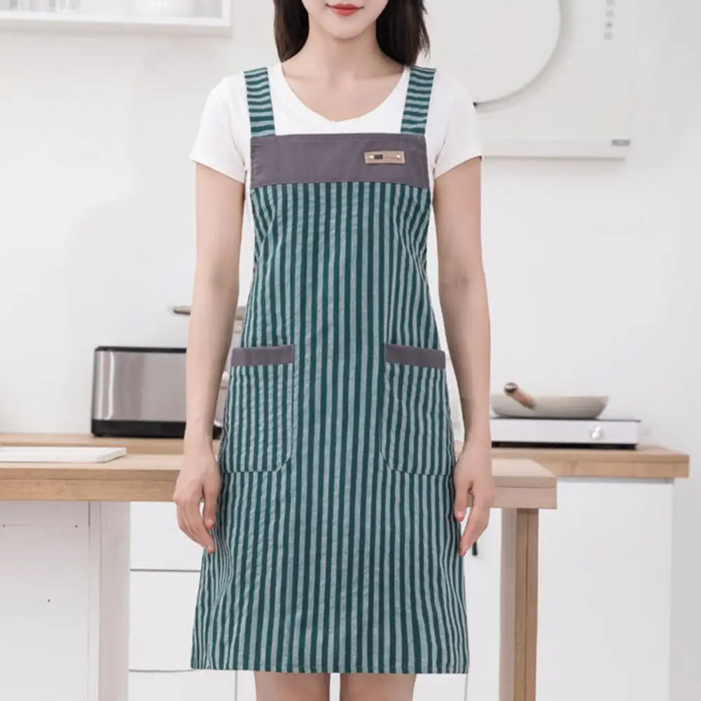 Kitchen Apron Sleeveless Waterproof Oil-proof Cooking Aprons Double Pocket Fashion Simple H-type Shoulder Aprons Unisex Apron