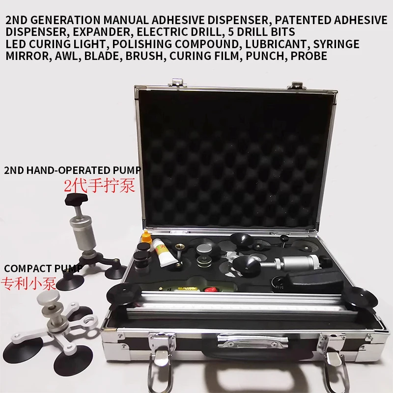 Auto Glass Repair Tool Kit Auto Repair Kit Pull-Type/Hand Pump Aluminum Alloy Workbench Patented Mini Pump