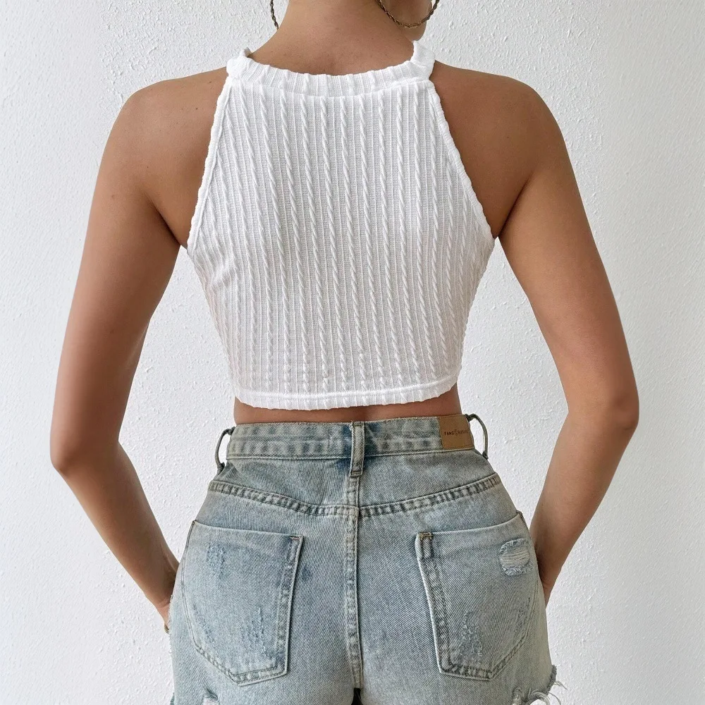 Women Elegant Fringe Crop Top Bodycon Short Summer Top for 2026 Spring Daily Street Wear Fashion Outfit