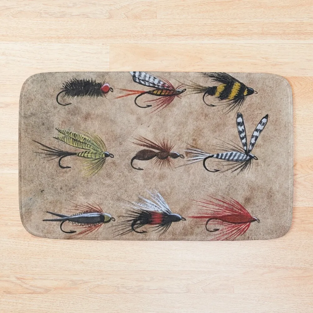 

Trout flies collection Bath Mat Anti-Slip Bathtub Accessories For Shower And Services Mat