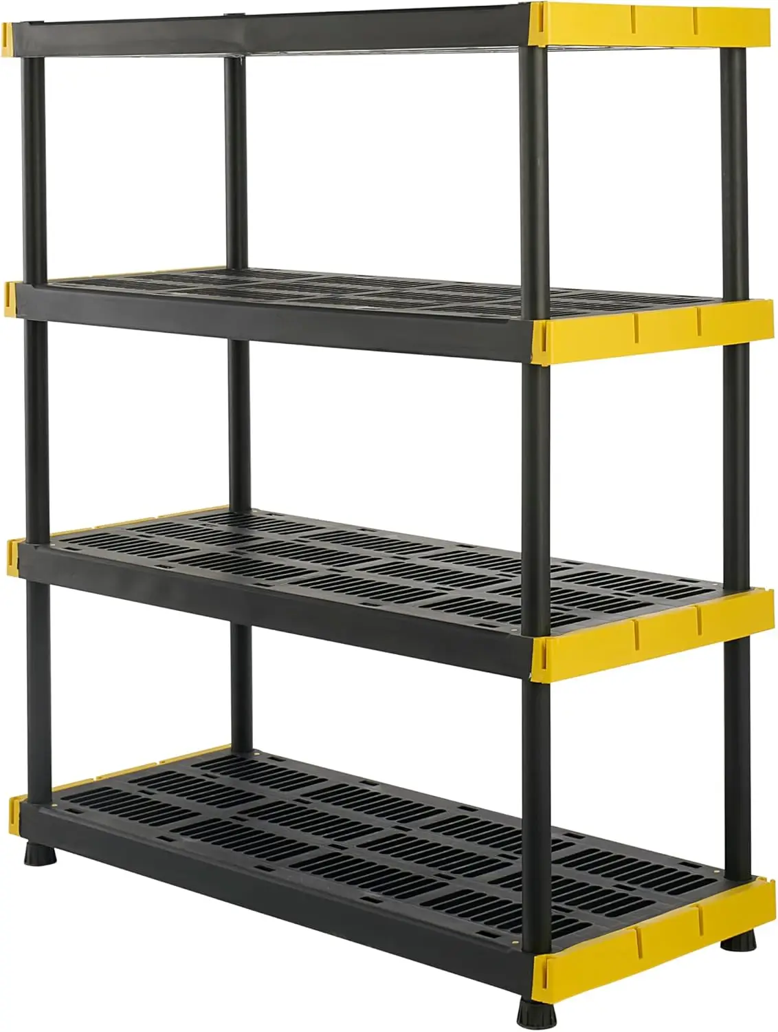 

4-Tier Heavy Duty Plastic Storage Shelving Unit, 200lbs/shelf (55”H x 48”W x 20”D), for Indoor/Outdoor Organization