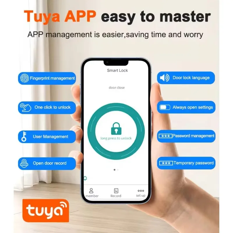 STLF 스마트 도어락 아파트용 전자 RFID 키리스 투야 디지털 도어 스마트락 와이파이 룸락