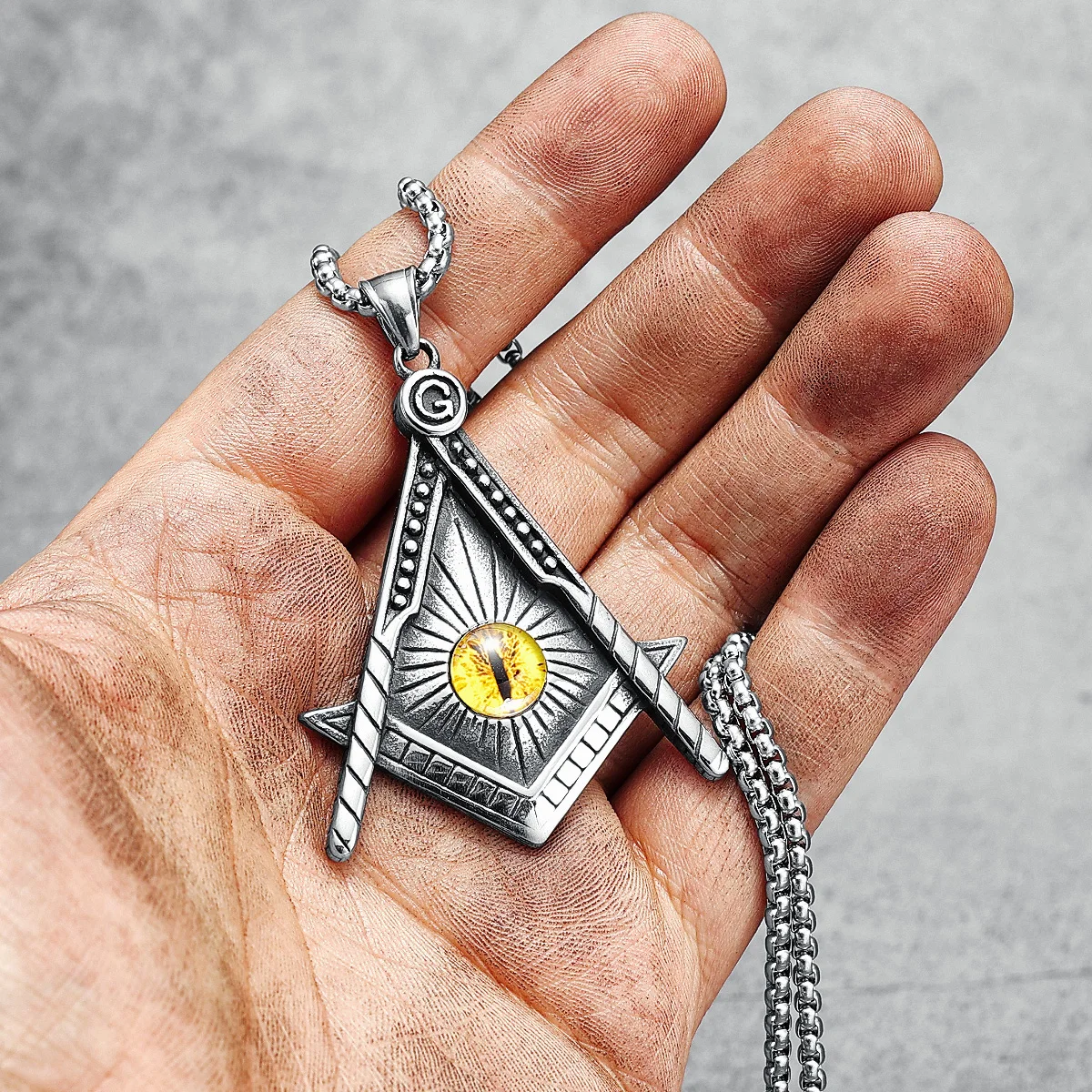 Masonic Symbol Necklace Eye Men Freemasonry 316L Stainless Steel Pendant Chain Religion Rock Punk for Rider Male Jewelry Gift