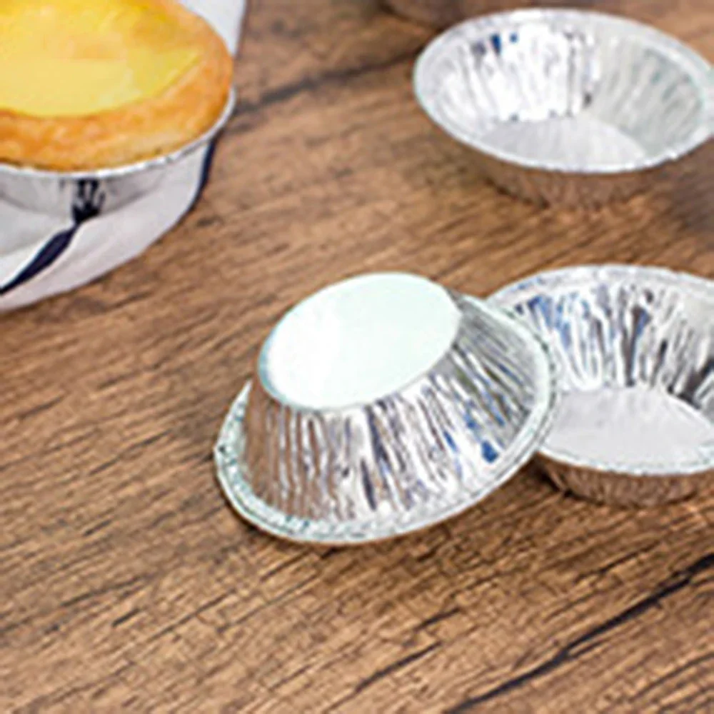 Folha de alumínio descartável Tart Pan, Mini Pot Pie, Baking Plate, Tin Home Kitchen Bakeware, Egg Tart Mold, Cupcake Pan, 100pcs