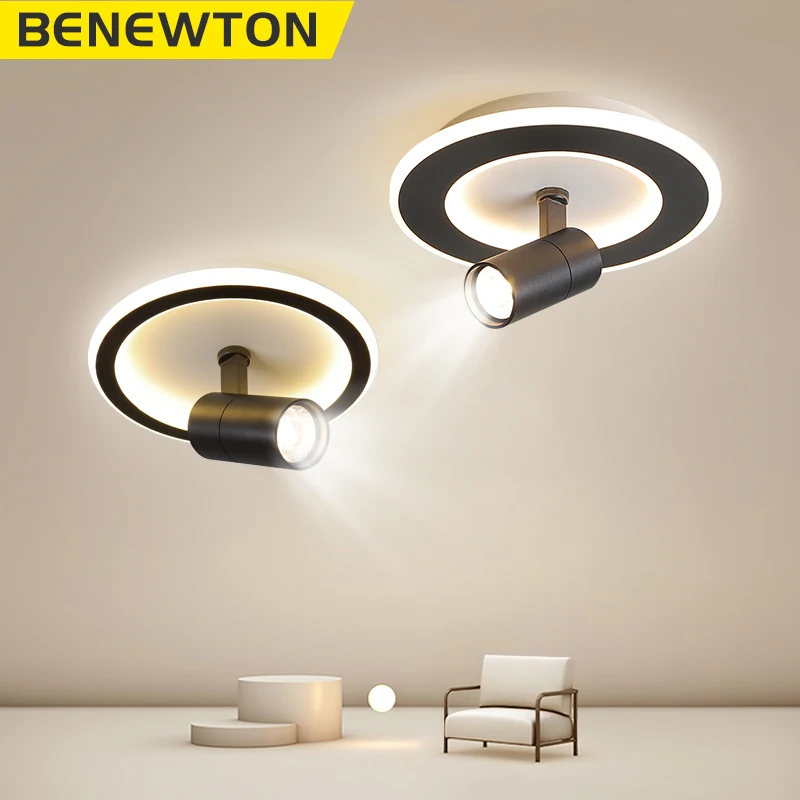 benewton lampada de teto redonda e quadrada led luz do corredor dourado branco preto varanda decoracao moderna downlight 01