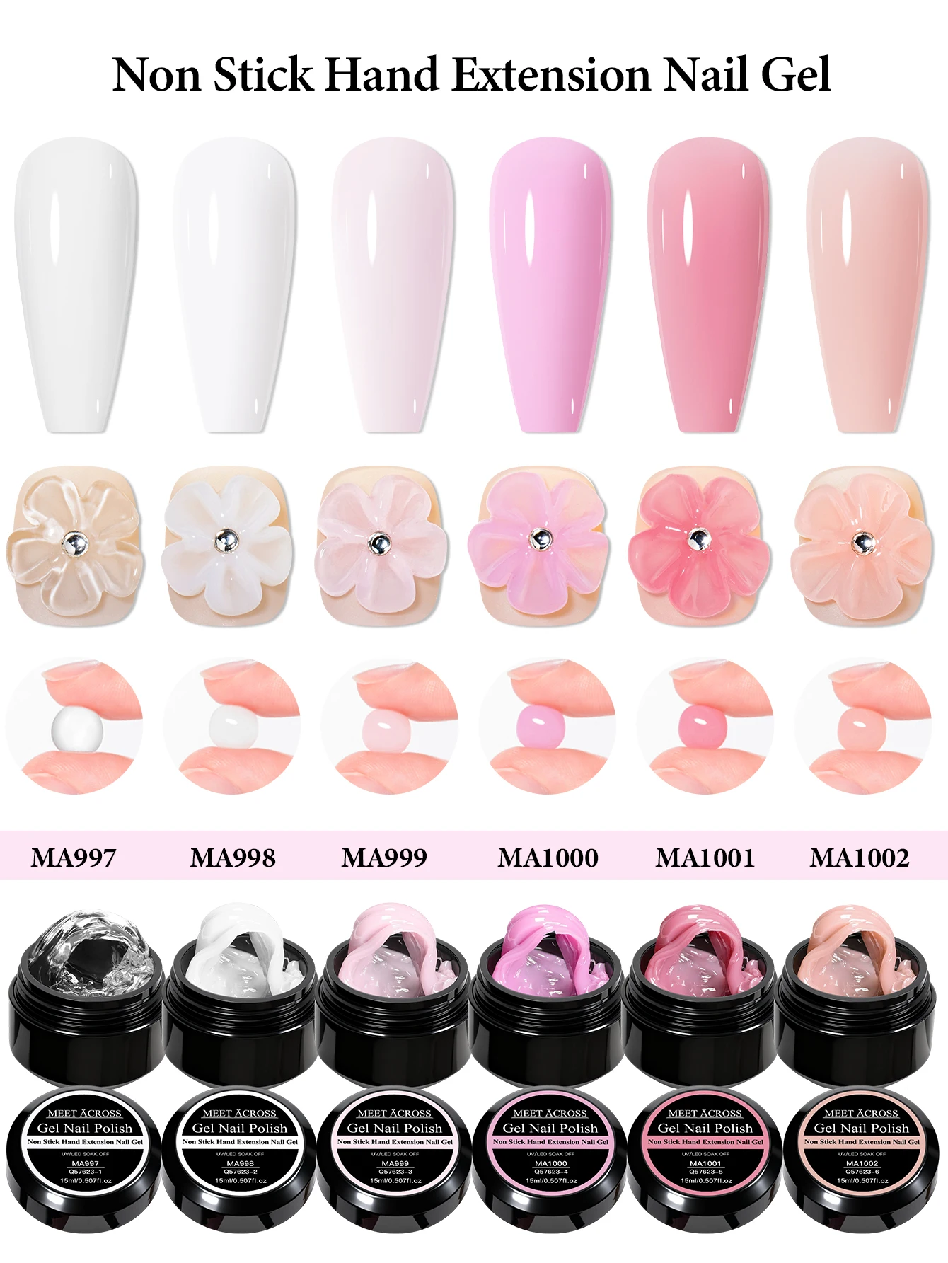 2/3/6 pçs 15ml claro branco nu antiaderente extensão de mão gel polonês conjunto 3d moldar/escultura/escultura uv/led construção gel diy