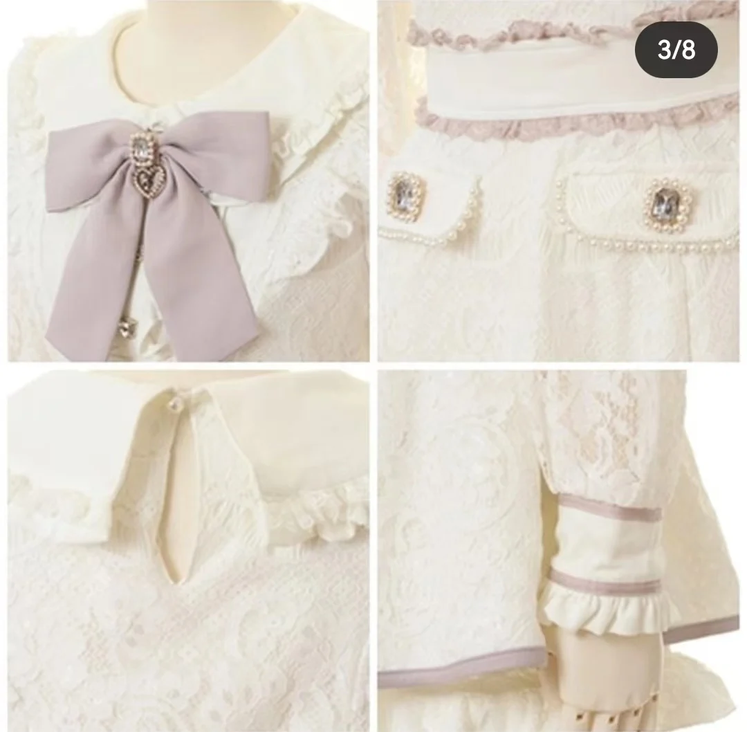 Imagem -04 - Conjunto Lolita de Duas Peças para Mulheres Manga Comprida Vestido e Shorts de Renda Arco Roupas Doces Japonês Outono Produzido em Massa 2023