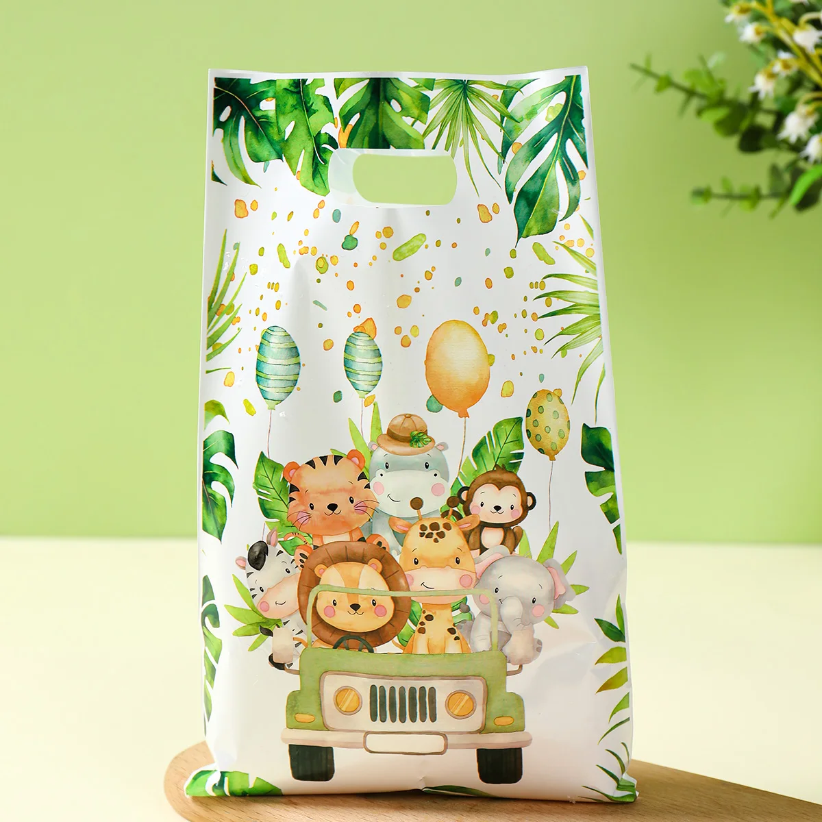 Jungle Animals Party Candy Gift Bags Biscuit Packing Bag Wild One Gift Bag for Guest Kids Birthday Party Supplies Baby Shower 