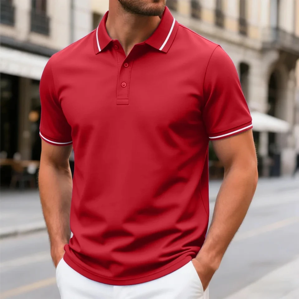

New Men's Casual POLO Shirt Solid Short Sleeved Top Summer Quick Drying Lapel Basic T-Shirts Male Pullover Tops Streetwear