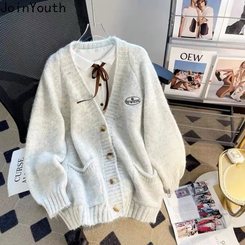 Preppy Style Knitwear Sweater Coat Women Clothing Pull Femme Fashion Korean Sueter Mujer Casual Knit Oversized Cardigan Jackets