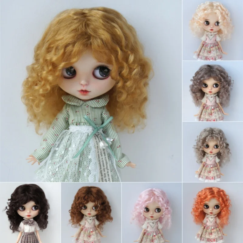

JD738L 9-10 дюймов 10-11 дюймов беспорядочные детские вьющиеся чесаные мохеровые парики BJD QBaby Blythes 18 дюймов OG аксессуары для кукол