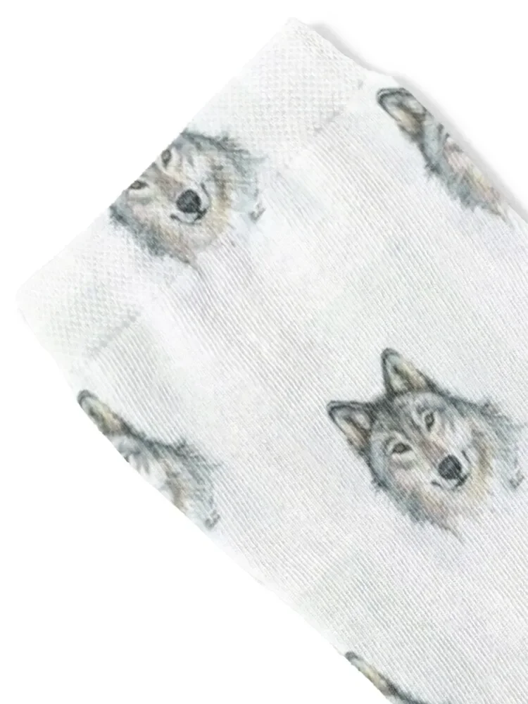 Wolf Watercolor Portrait Wild Animal Art Socks custom sports new in's New year's Stockings man Ladies Socks Men's