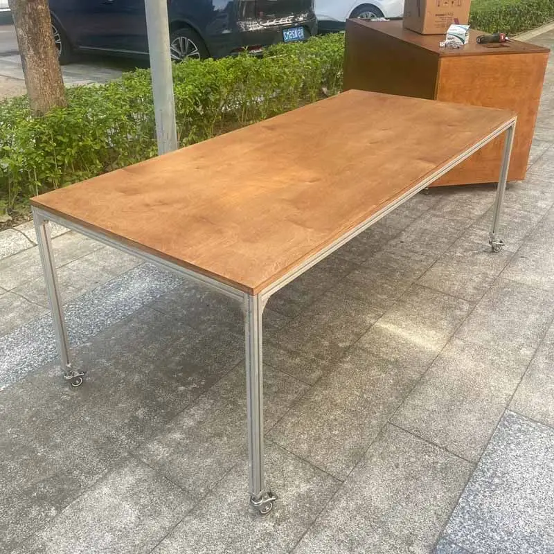 

&Modern Commercial Use Aluminum Artificial Board Office Manager Computer Desk Wheeled Easy Installation