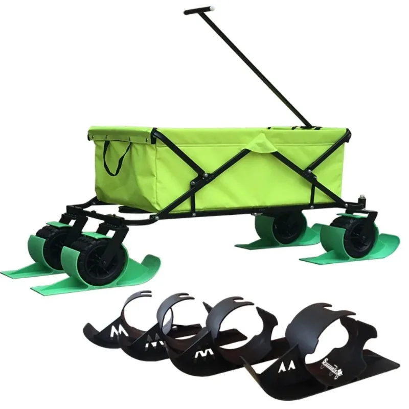 Present Outdoor Fun Winter Accessories Folding Wagon Wheel Snow Sled Sleigh Toboggan