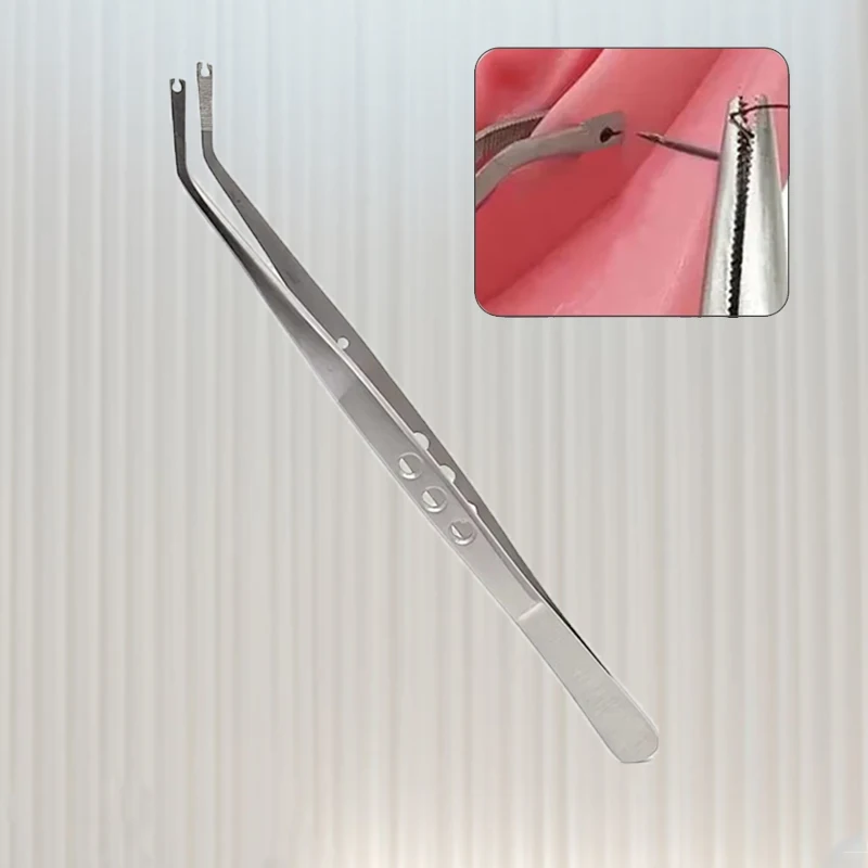 

Professional Dental Tweezer Stainless Steel Serrated Tip for Surgical Stitching Suture Dressing Cotton College Lab Tools