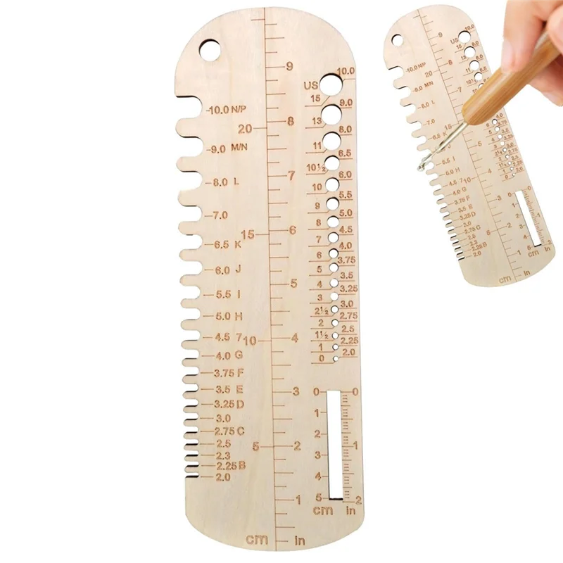 -A25M 2PCS Sok Breien Liniaal Houten Breinaald Maat Gauge Meetinstrument Sok Nauwkeurige Liniaal Breiblokkering Voor DIY Duurzaam
