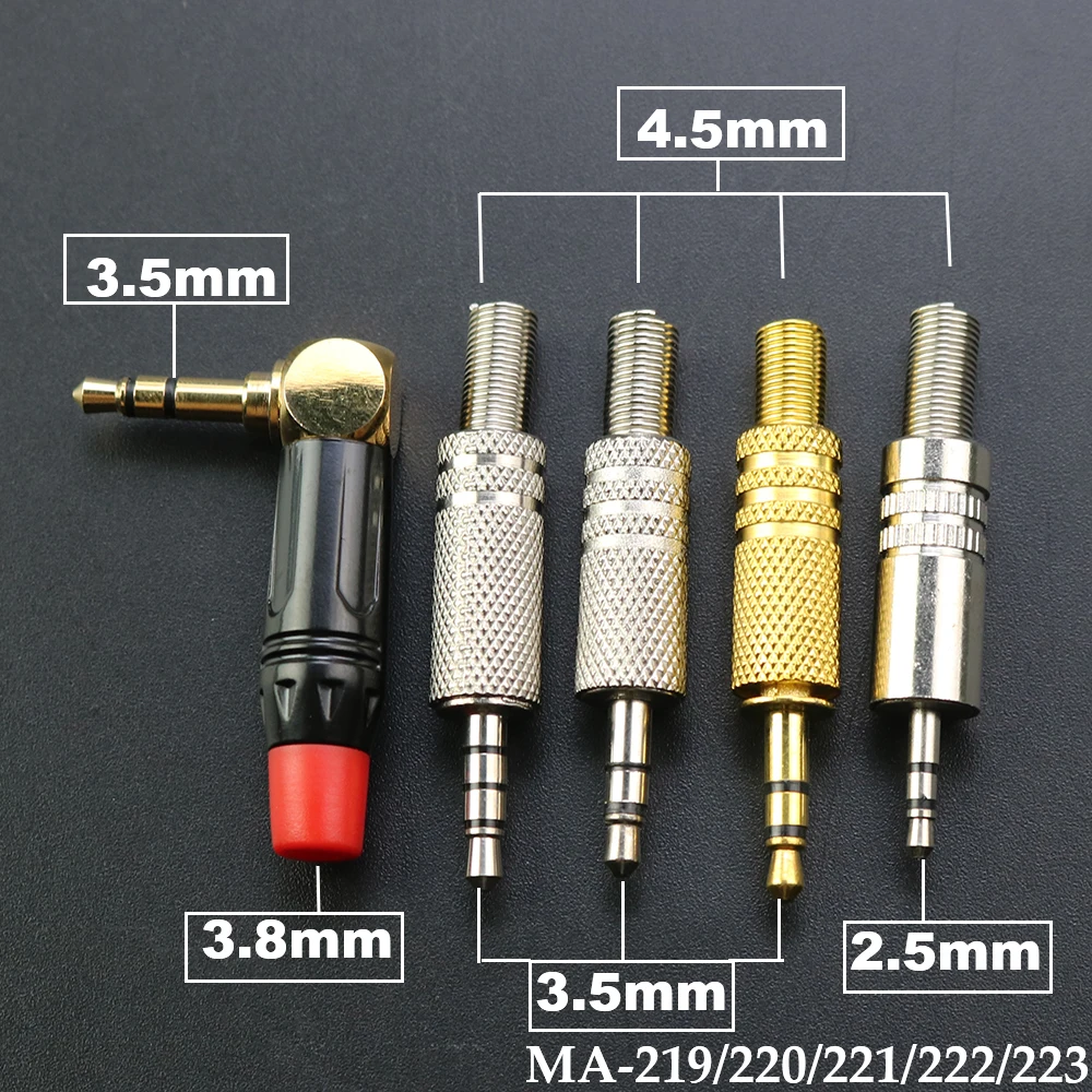 1pcs 3.5mm/2.5 Audio Jack Gold-Plated 3Pole 4Pole Male Adapter Earphone Plug for DIY Stereo Headphone 3.5 2.5mm