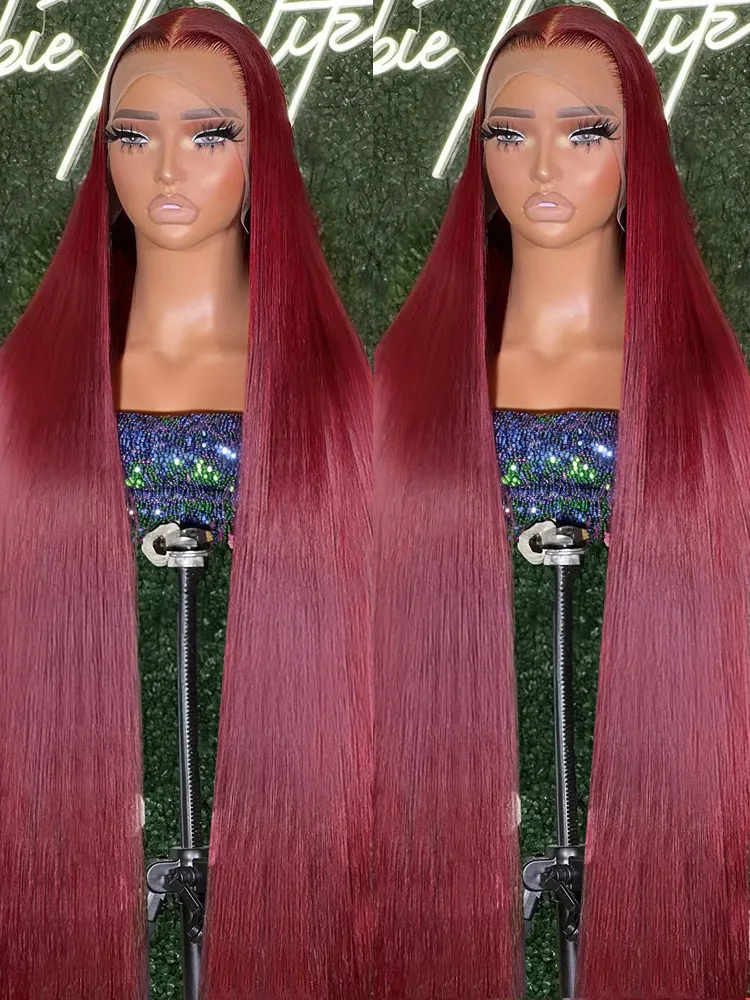 99j Burgundy 13x6 Hd Human Hair Lace Frontal Wig 13x4 Brazilian Straight Red Colored Lace Front Human Hair Wigs For Women