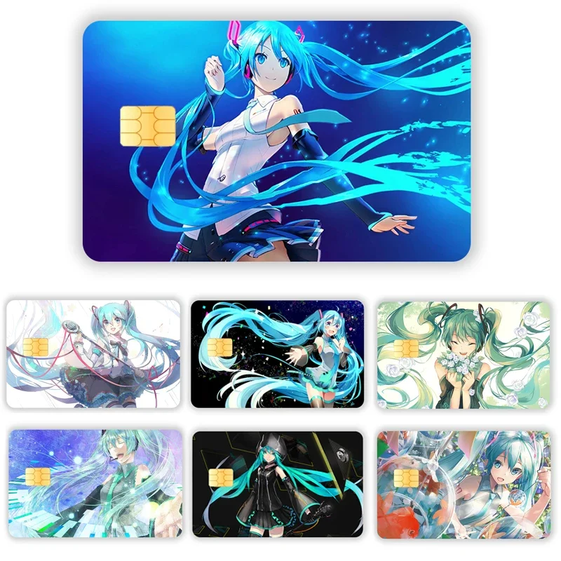 Hatsune Miku Cartoon Credit Card Skin Stickers Waterproof Sticker Decoration Debit Bank Charge Card Protective Film