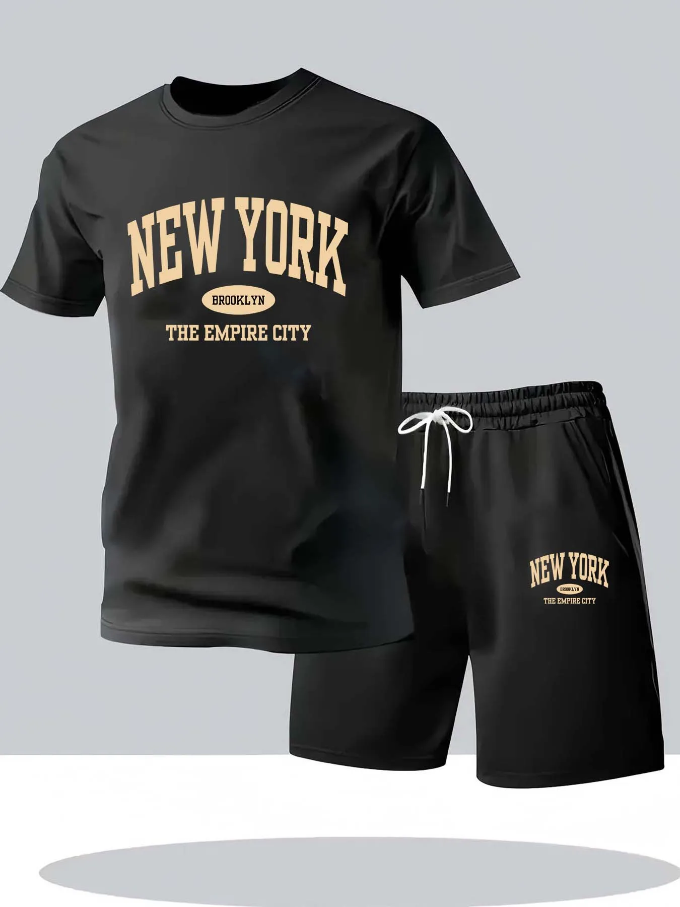 

Лето 2025 г., мужской повседневный топ с круглым вырезом, комплект из полиэфирного волокна, прохладный и дышащий, неstuffy, модный с буквенным принтом