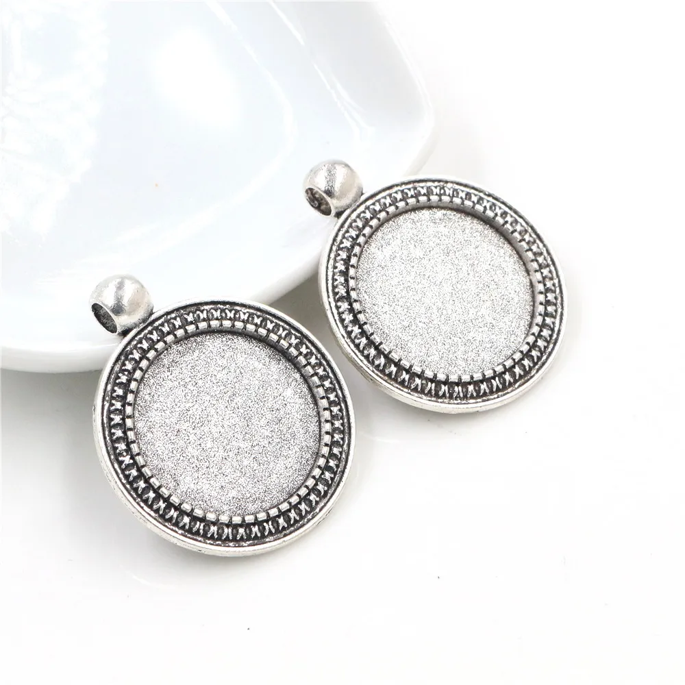 العتيقة الفضة مطلي البرونزية Charms قلادة ، النمط الكلاسيكي كابوشون قاعدة الإعداد ، 20 مللي متر الحجم الداخلي ، 10 قطعة #3