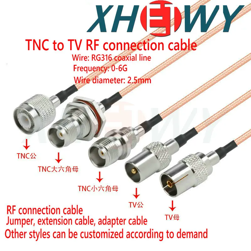 

RG316 RF coaxial adapter cable, TNC to TV male and female connector, TNC elbow signal connection extension cable