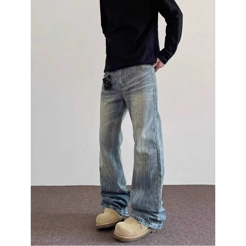 

Men's Fashion Water Ripple Washed Jeans Casual High Quality Correct Fit Straight Leg
