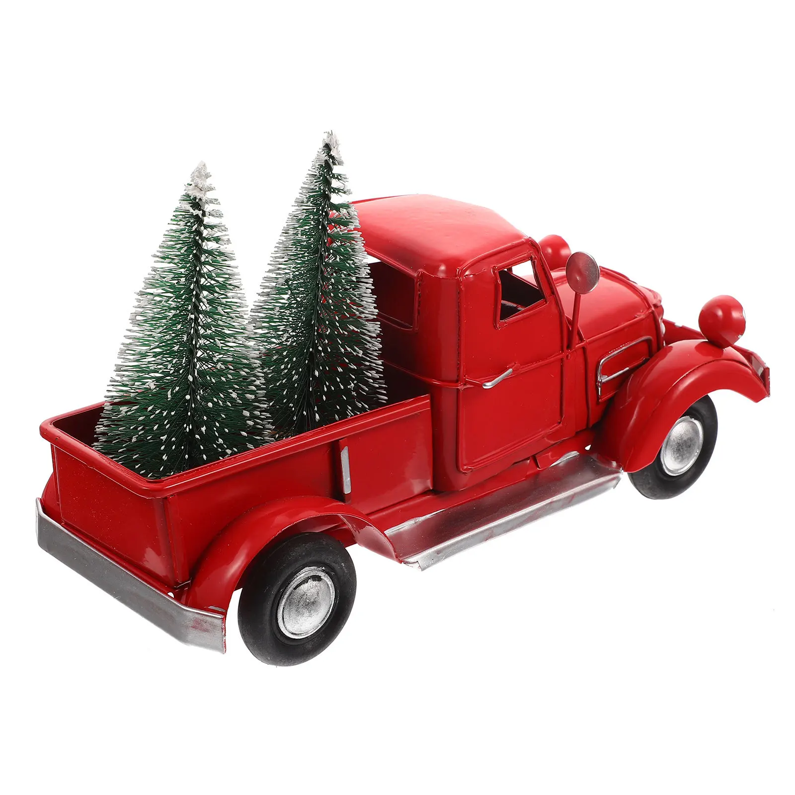 

Christmas Red Truck Iron Ornament Xmas Desktop Decoration Table Adornment Xmas Gift Christmas Metal Truck Metal Car Craft