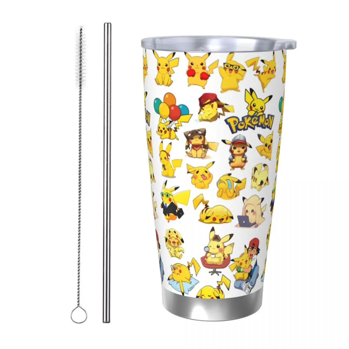 

Покемонный мультяшный стакан с вакуумной изоляцией, термочашка Пикачу, термос, кружка с двойными стенками, бутылка для воды, 20 унций