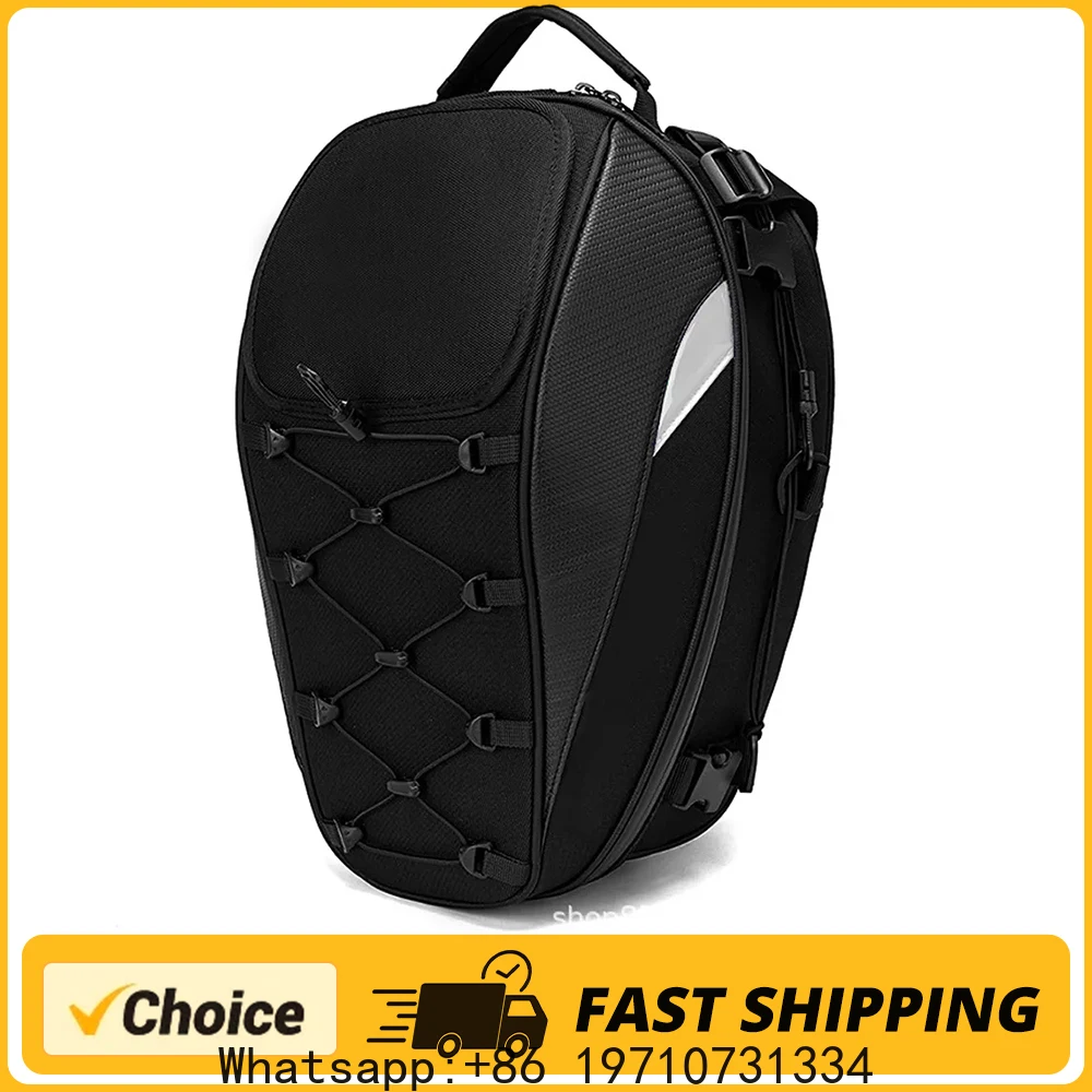 Dual Use Waterproof Helmet Bag Motorcycle Tail Bag 30L-40L Box Rear Seat Bag Large Capacity Rider Backpack Motorbike Accessories
