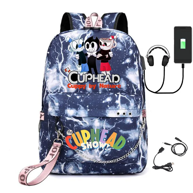 Jogo cuphead mostrar schoolbag estudantes meninos meninas anime mochila dos desenhos animados oxford à prova dlarge água grande capacidade saco de escola portátil