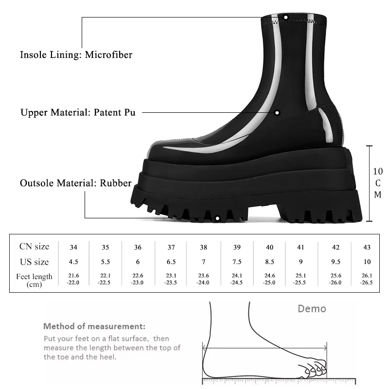 GMQM Brand Fashion Women\'s Pumps Platform Ankle Boots Thick Sole Patent Pu The Knee Boots Sexy Elastic Band Punk Style High Heel